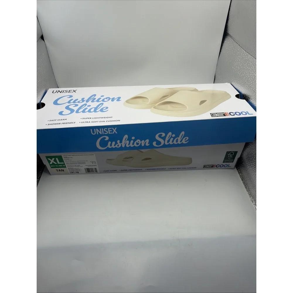 32‎ Degree Cool Cushion Slide, Wear anywhere, Size X-Large Tan. W 11-12, M 9-10
